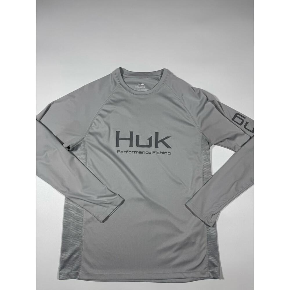 Huk Performance Fishing Long Sleeve Gray UPF Sun Shirt Mens Small